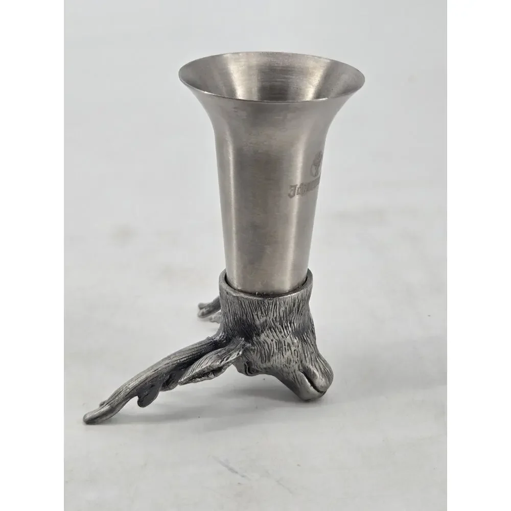 Vtg Jägermeister Deer Head Pewter Shot Glass 3.5” Hunting Stag Barware Germany